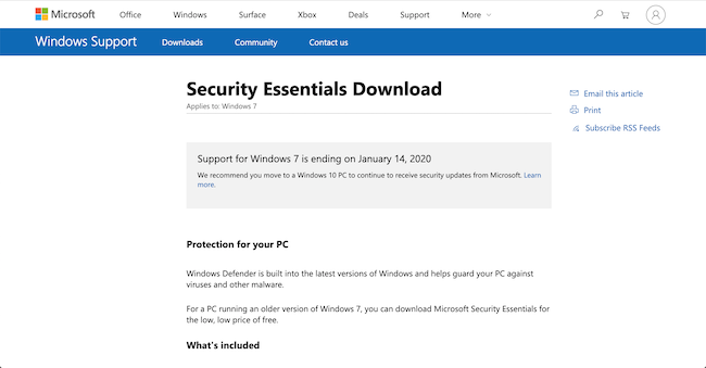 Microsoft Security Essentials Beoordeling